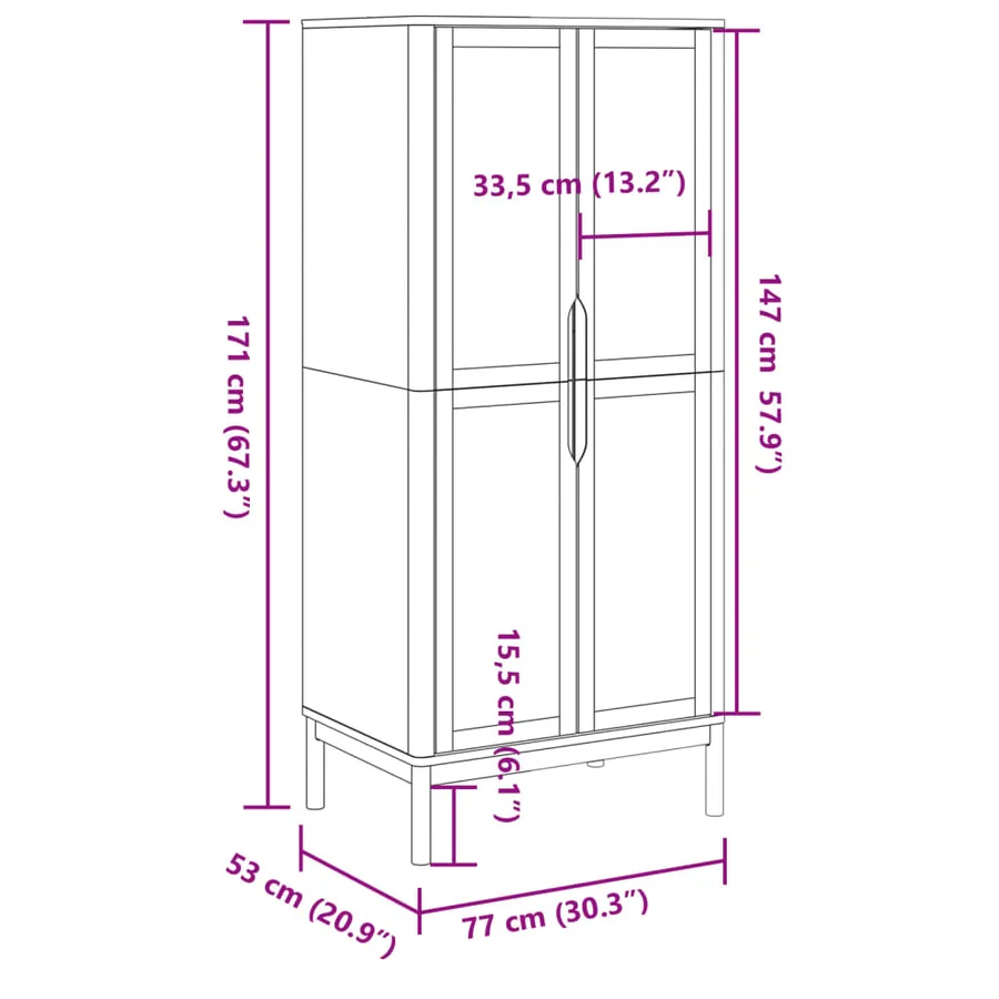 Garde-robe FLORO gris 77x53x171 cm bois massif de pin - 10