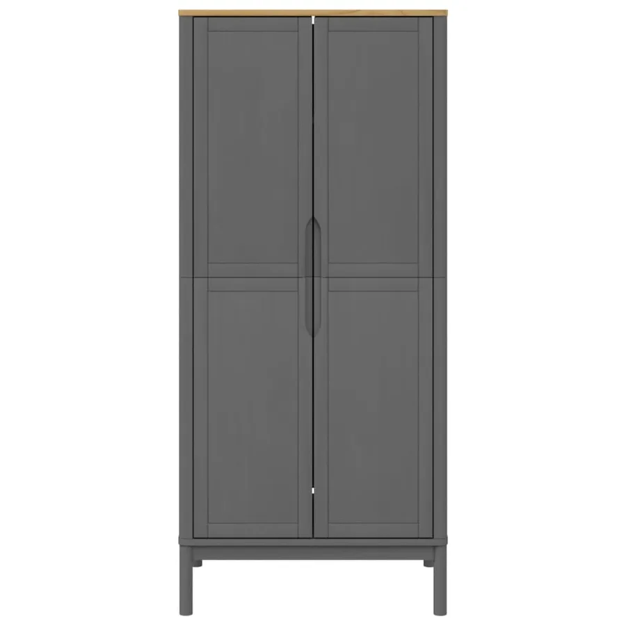 Garde-robe FLORO gris 77x53x171 cm bois massif de pin - 5