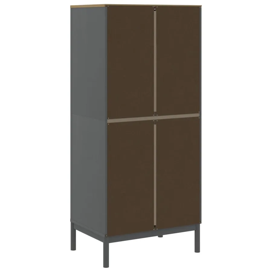 Garde-robe FLORO gris 77x53x171 cm bois massif de pin - 6