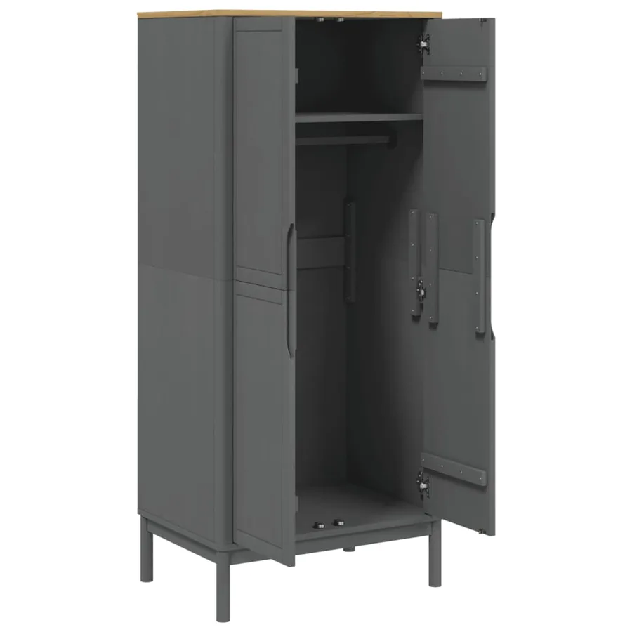 Garde-robe FLORO gris 77x53x171 cm bois massif de pin - 8
