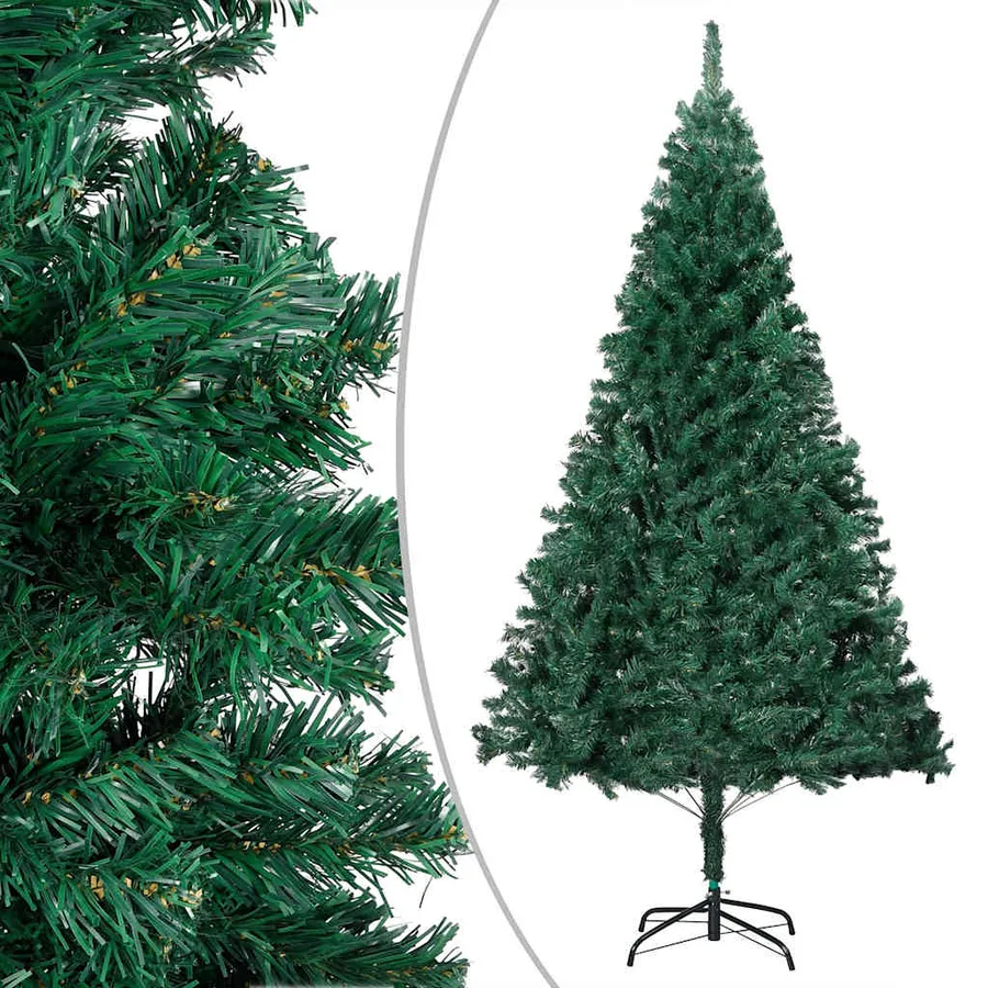 Arbre de Noël artificiel pré-éclairé et boules vert 180 cm PVC - 2