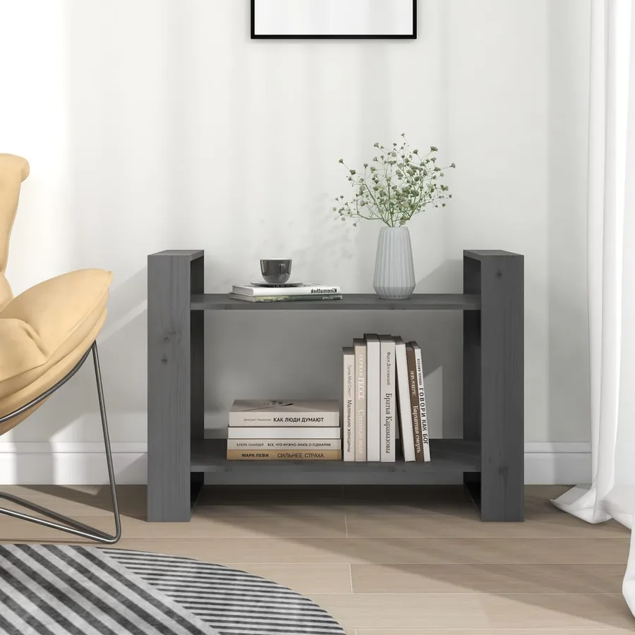 Bibliothèque/Séparateur de pièce Gris 80x35x56,5 cm Pin solide - 3
