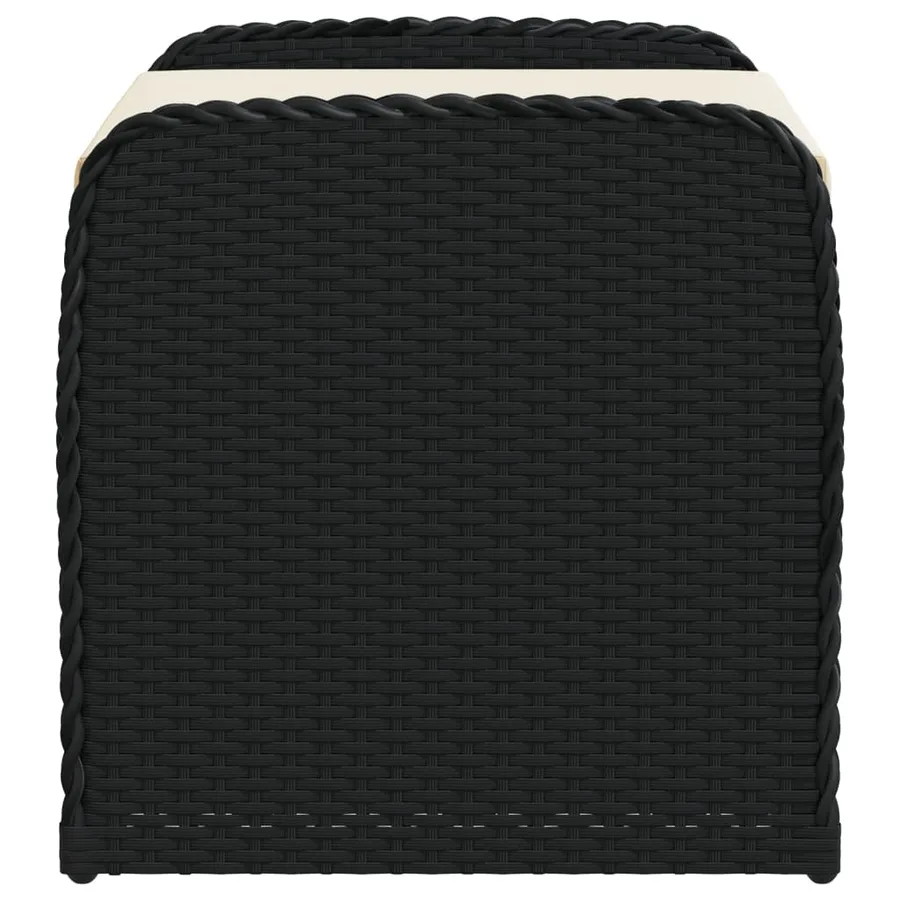 Banc de rangement avec coussin noir 80x51x52 cm résine tressée - 5
