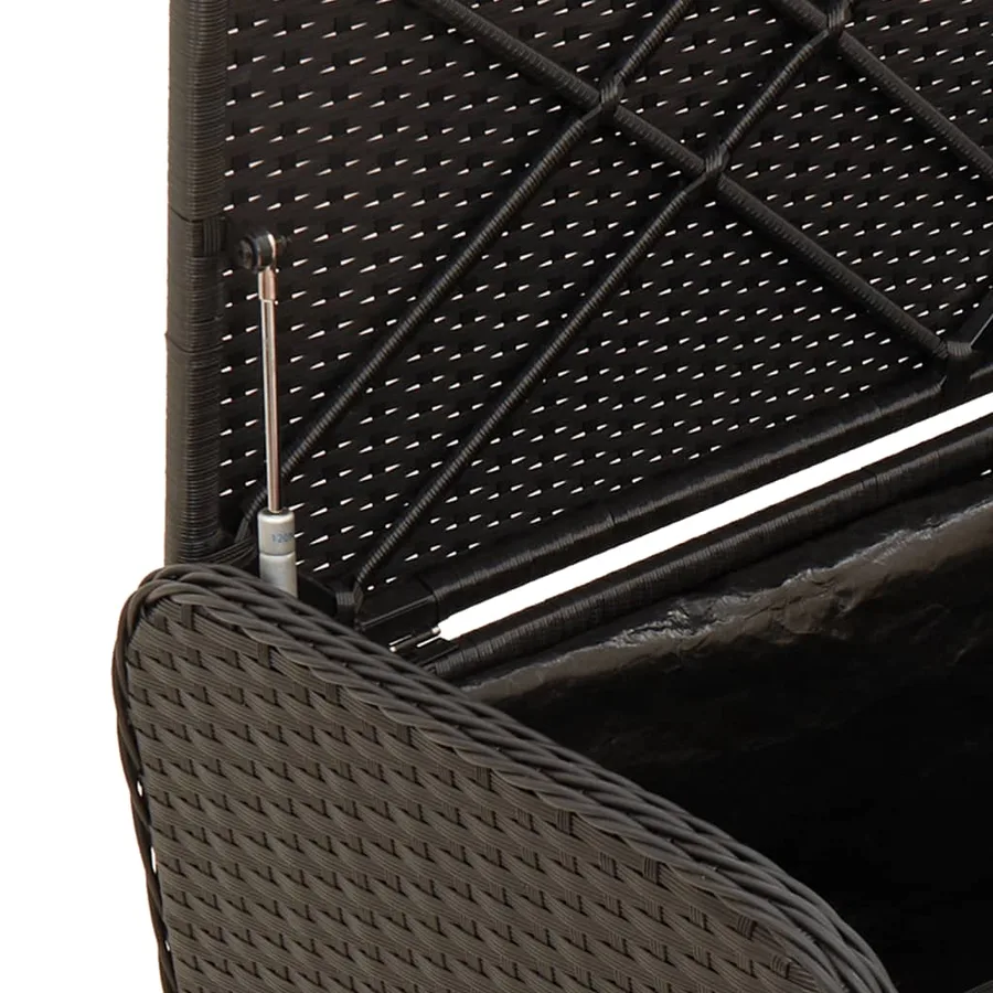 Banc de rangement avec coussin noir 80x51x52 cm résine tressée - 8