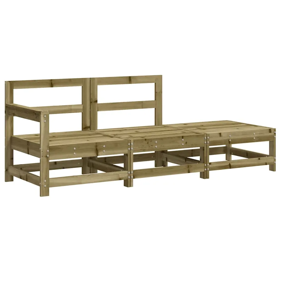 Salon de jardin 3 pcs avec coussins bois de pin imprégné - 3
