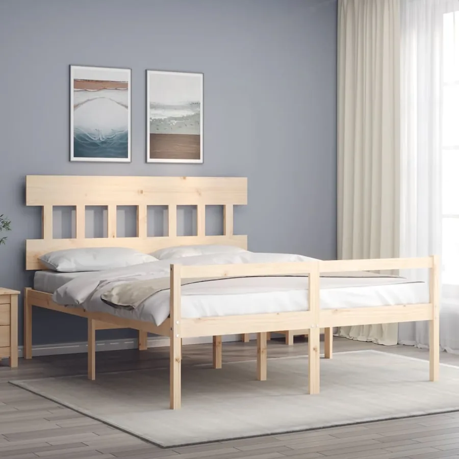 Lit pour personne âgée sans matelas 160x200 cm bois massif
