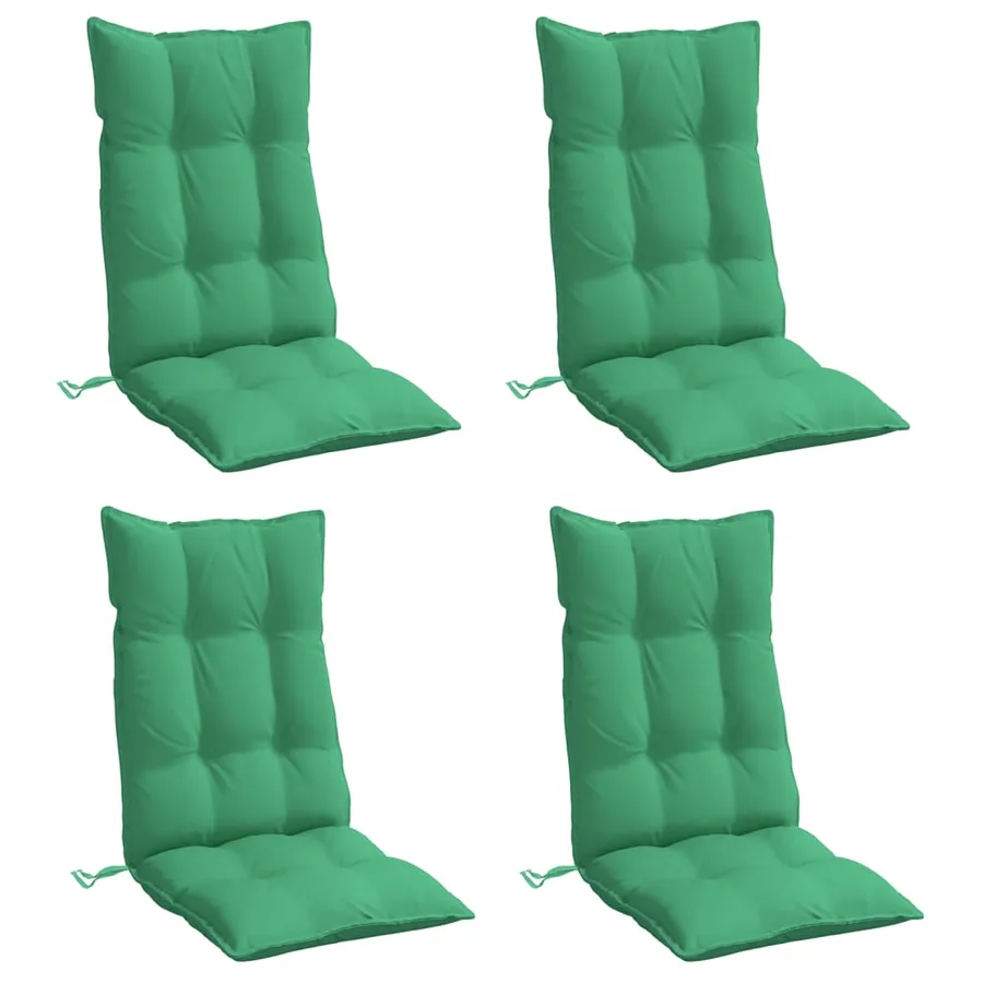 Coussins de chaise à dossier haut lot de 4 vert tissu oxford - 3