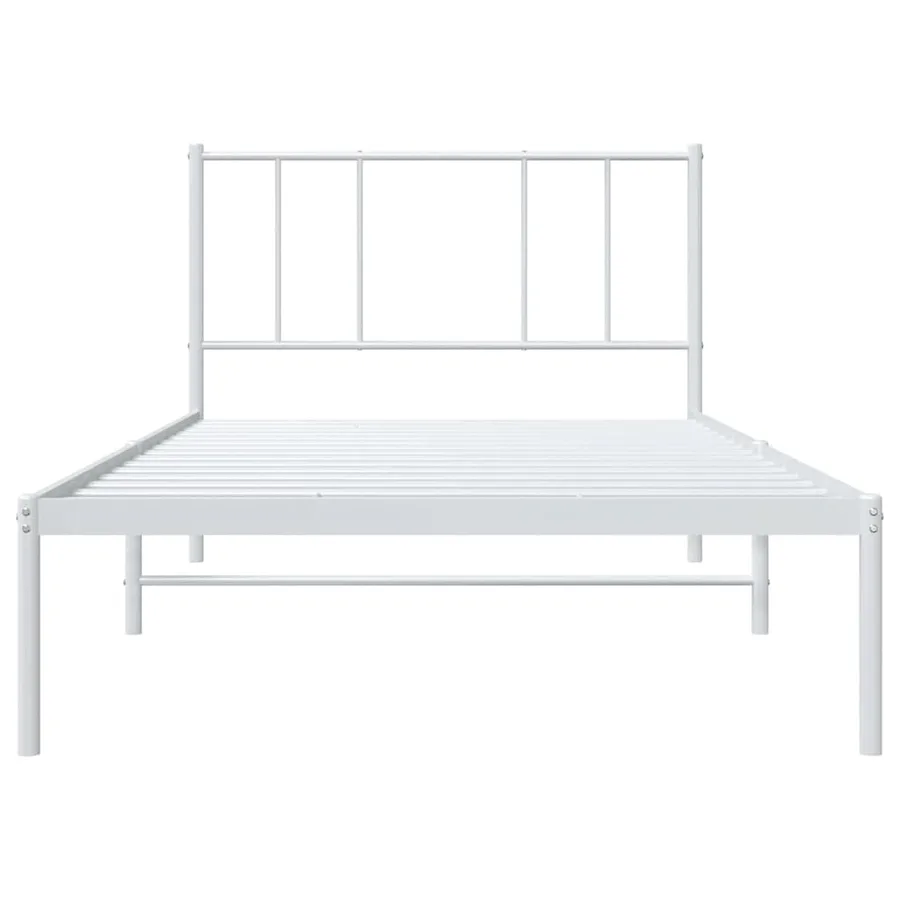 Cadre de lit métal sans matelas et tête de lit blanc 107x203 cm - 6