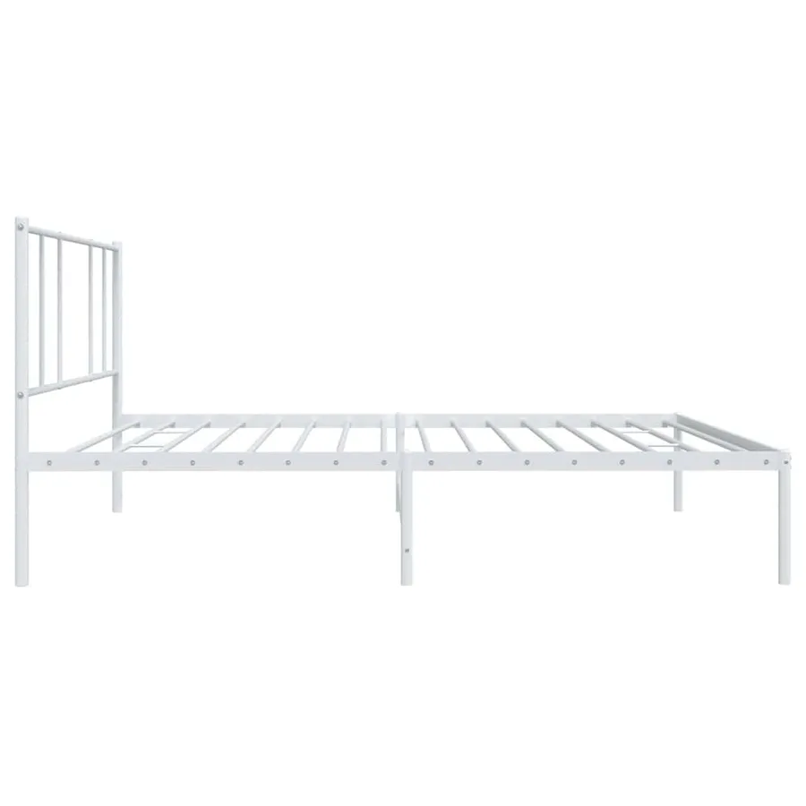 Cadre de lit métal sans matelas et tête de lit blanc 107x203 cm - 7