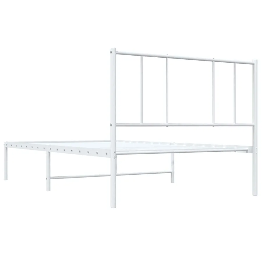 Cadre de lit métal sans matelas et tête de lit blanc 107x203 cm - 8
