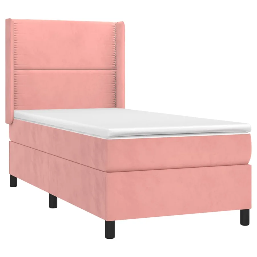 Sommier à lattes de lit matelas et LED Rose 80x200 cm Velours - 4