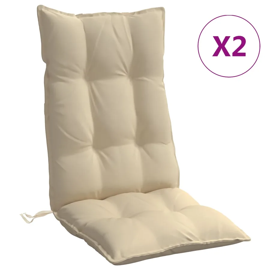 Coussins de chaise à dossier haut lot de 2 beige tissu oxford - 2