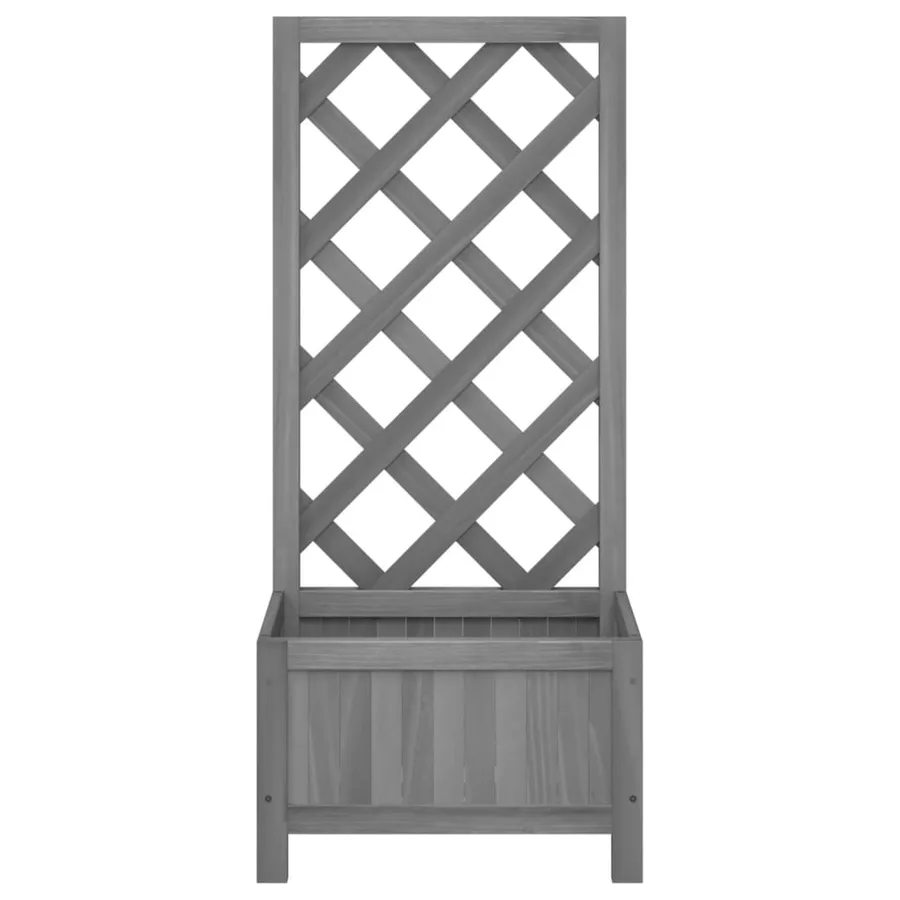 Jardinière avec treillis gris bois massif de sapin - 4