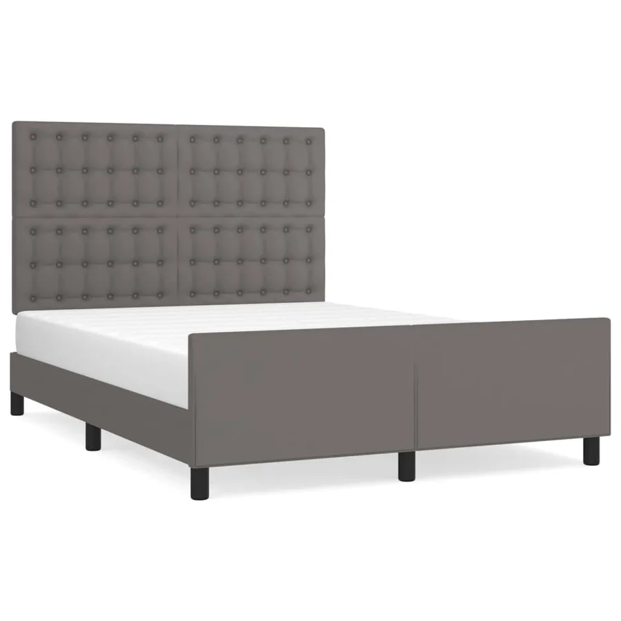 Cadre de lit sans matelas gris 140x190 cm similicuir - 2