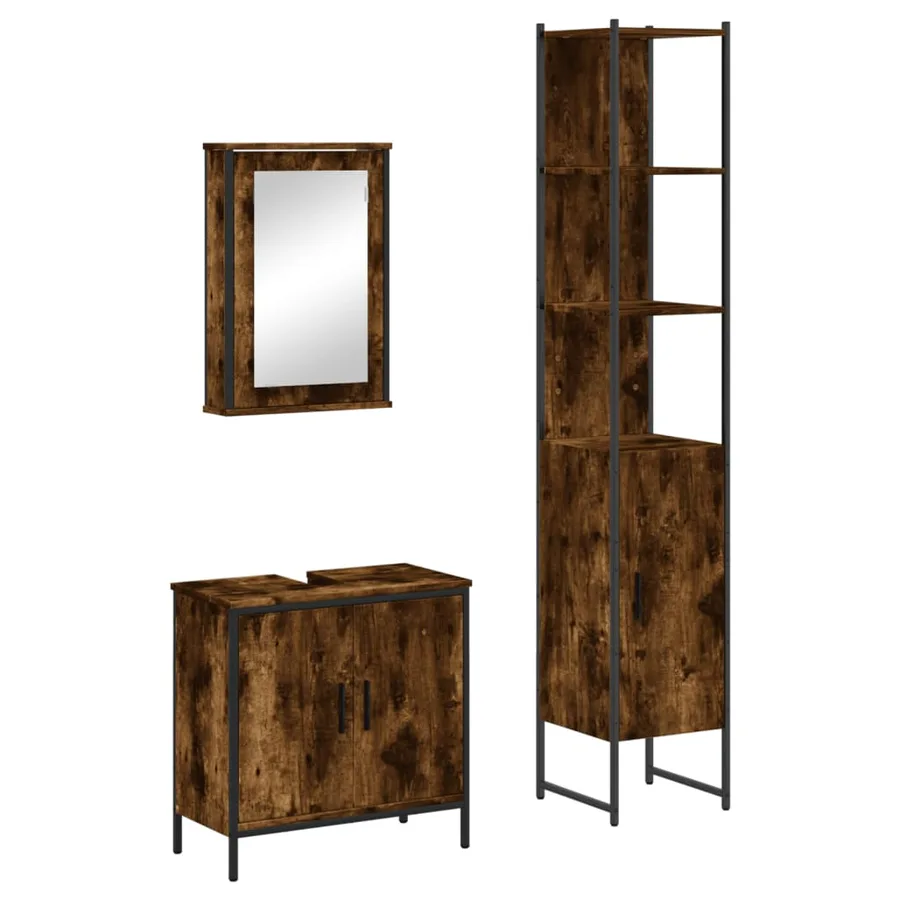 Ensemble de meubles de salle de bain 3 pcs Chêne fumé - 2