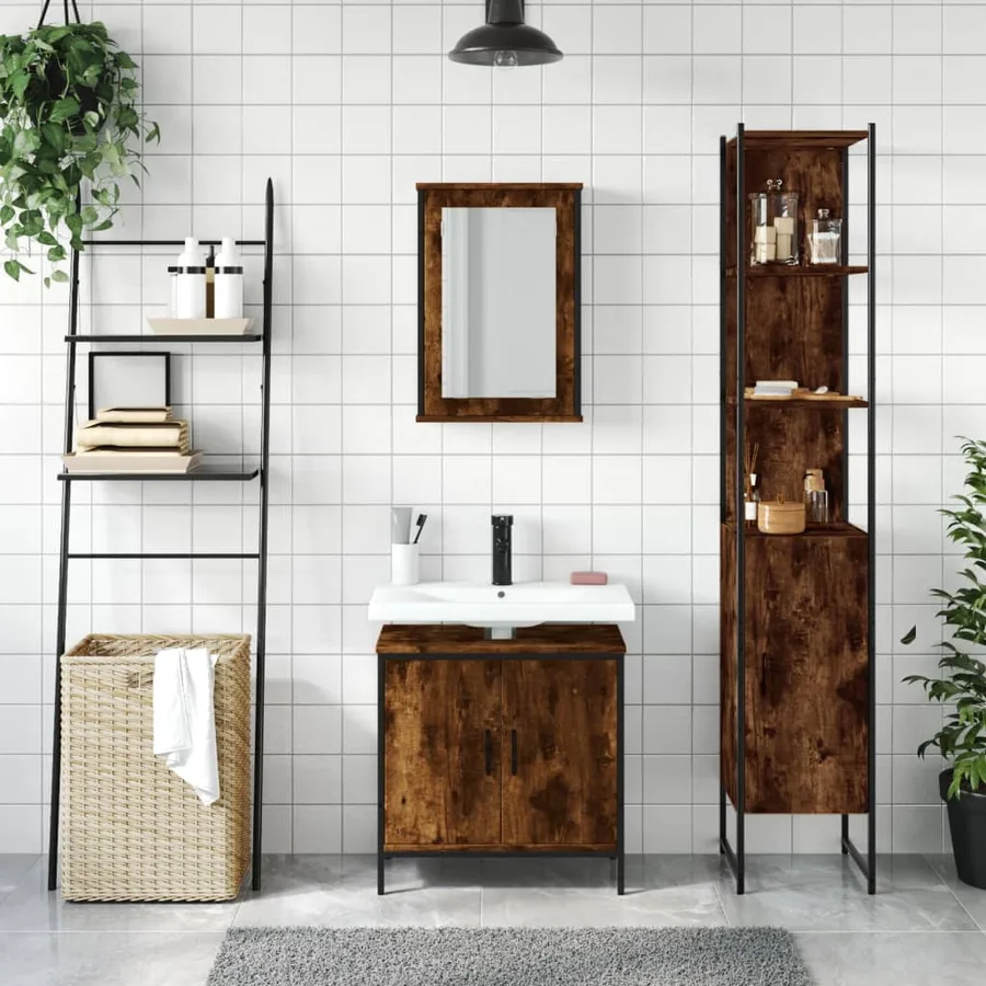 Ensemble de meubles de salle de bain 3 pcs Chêne fumé - 3
