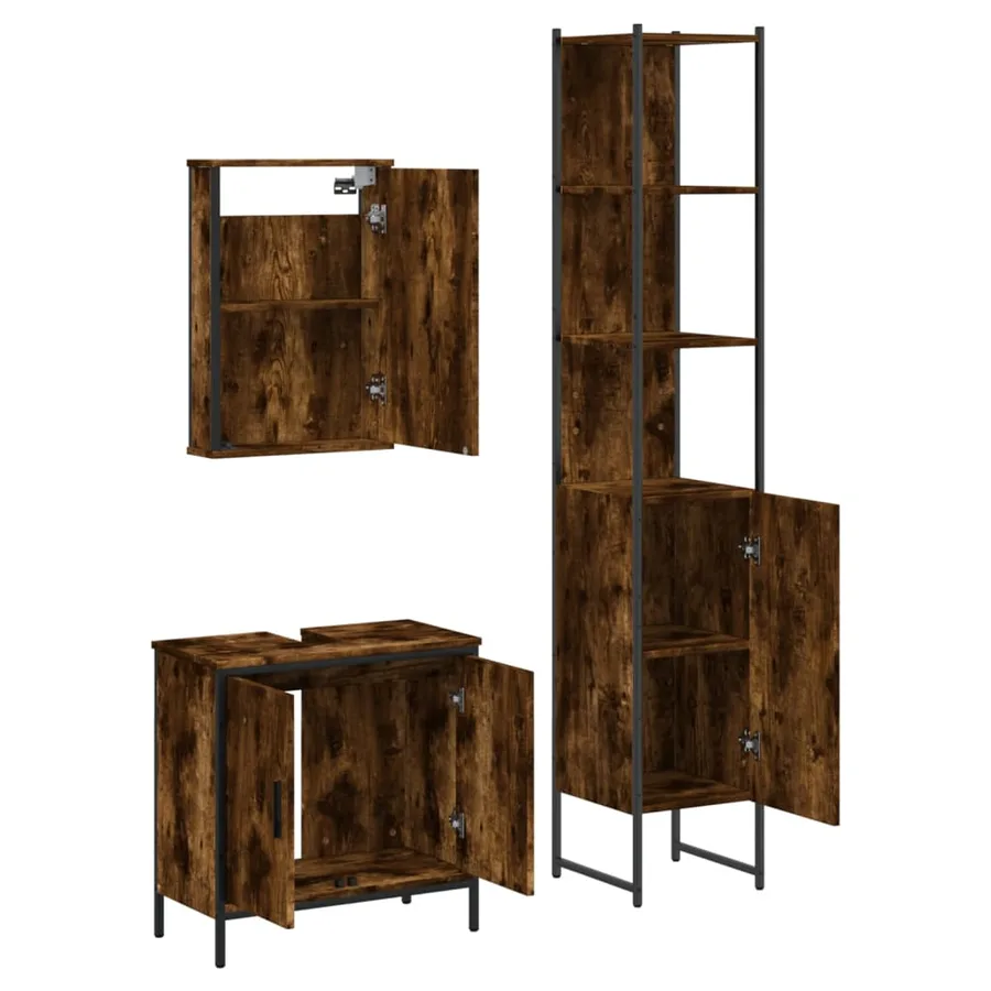 Ensemble de meubles de salle de bain 3 pcs Chêne fumé - 5