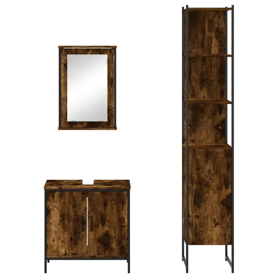 Ensemble de meubles de salle de bain 3 pcs Chêne fumé - 6