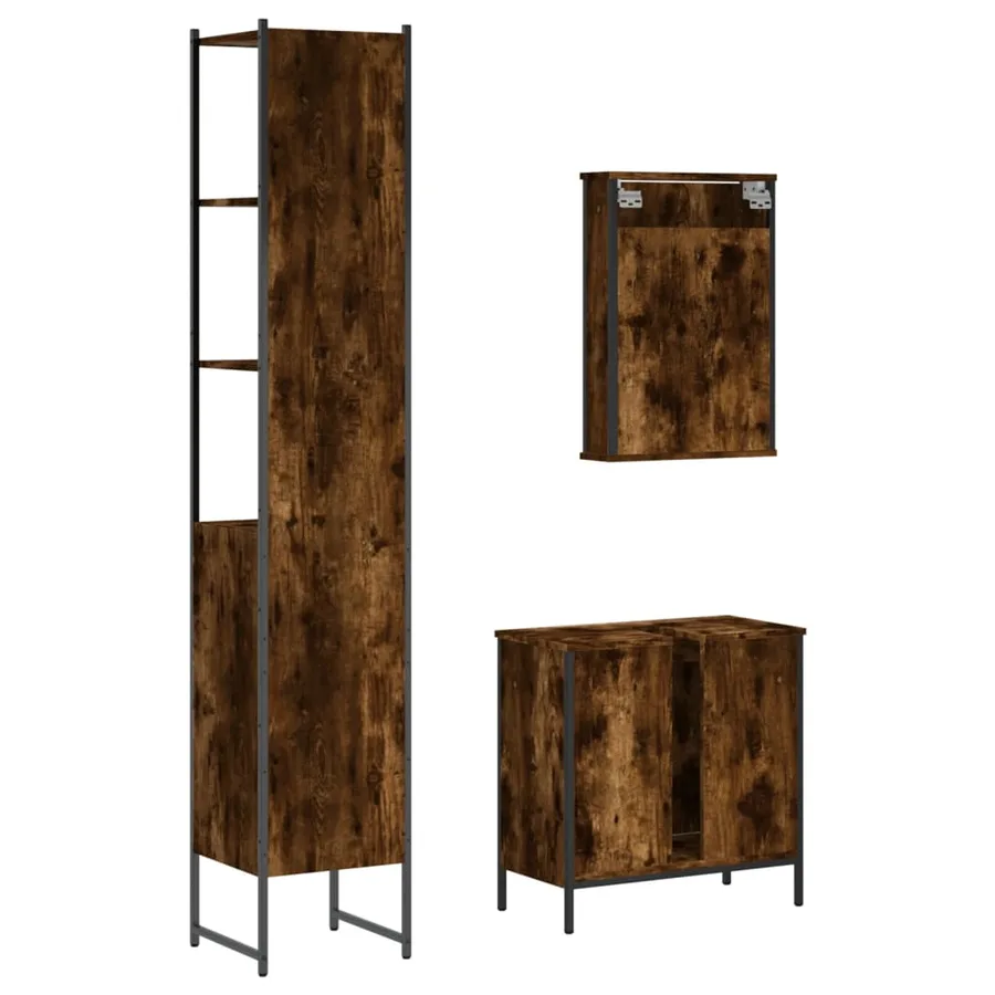 Ensemble de meubles de salle de bain 3 pcs Chêne fumé - 8