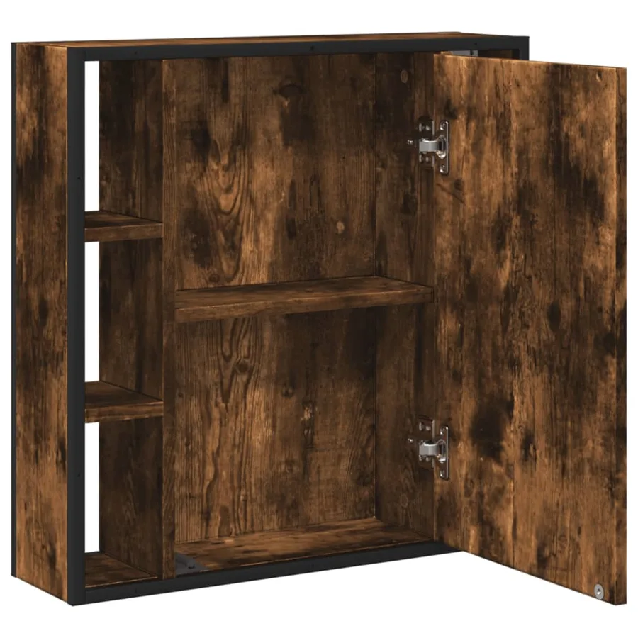 Armoire à miroir de salle de bain chêne fumé bois d’ingénierie - 6