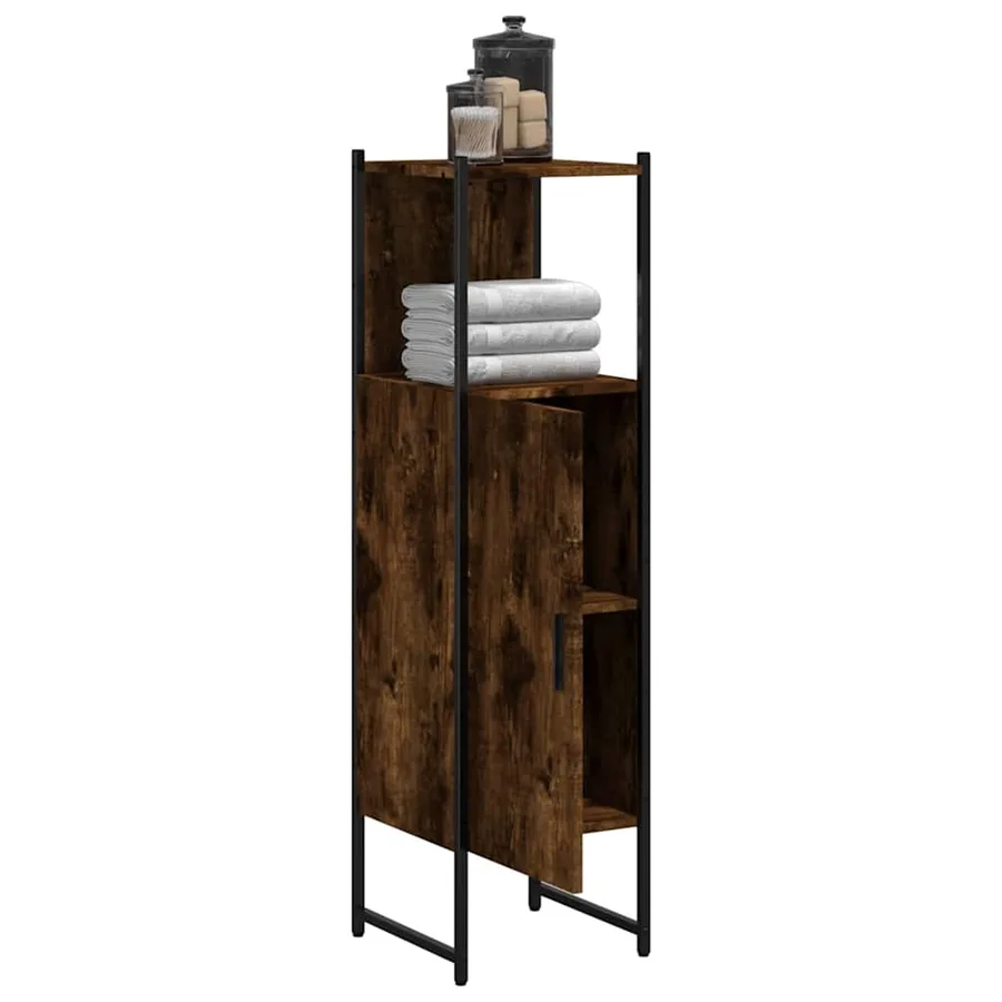 Armoire de salle de bain chêne fumé 33x33x120,5 cm - 4