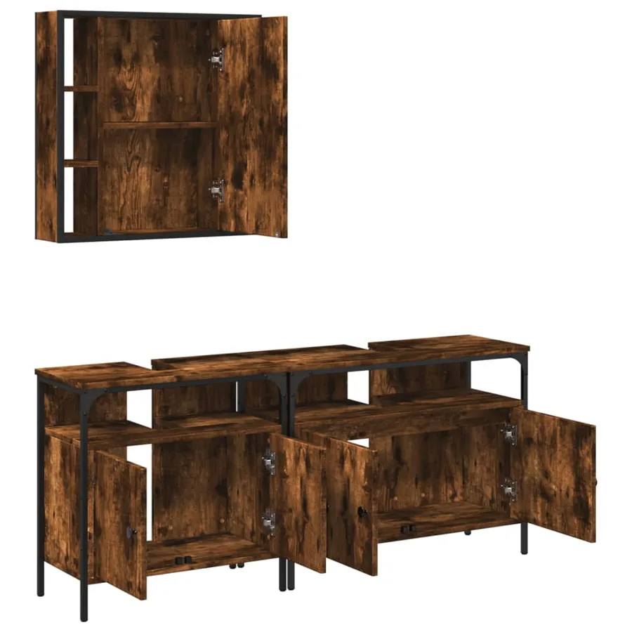 Ensemble d'armoires de salle de bain 3 pcs chêne fumé - 5