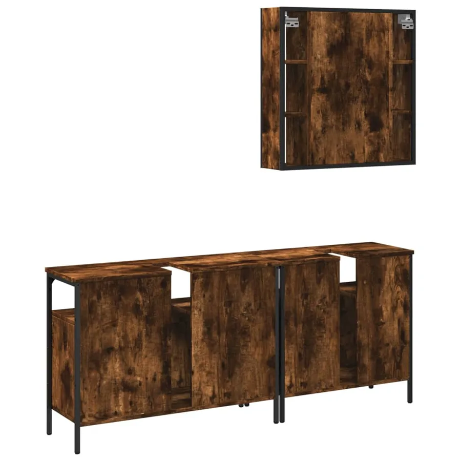 Ensemble d'armoires de salle de bain 3 pcs chêne fumé - 8