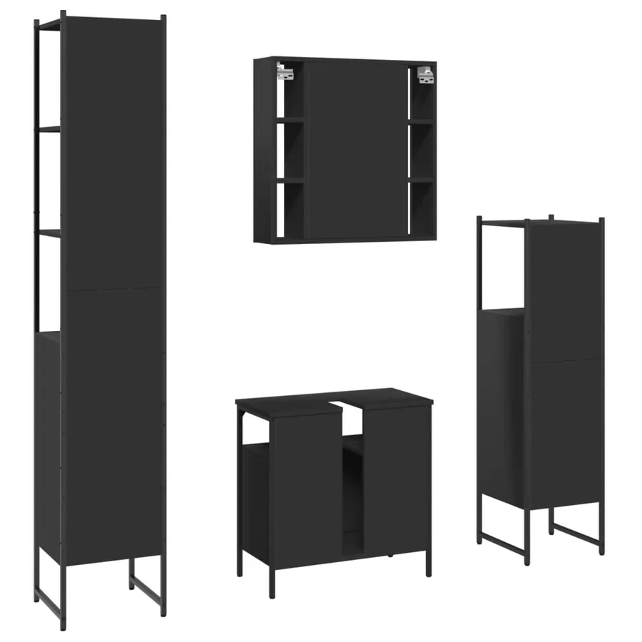 Ensemble d’armoires salle de bain 4 pcs noir bois d'ingénierie - 8