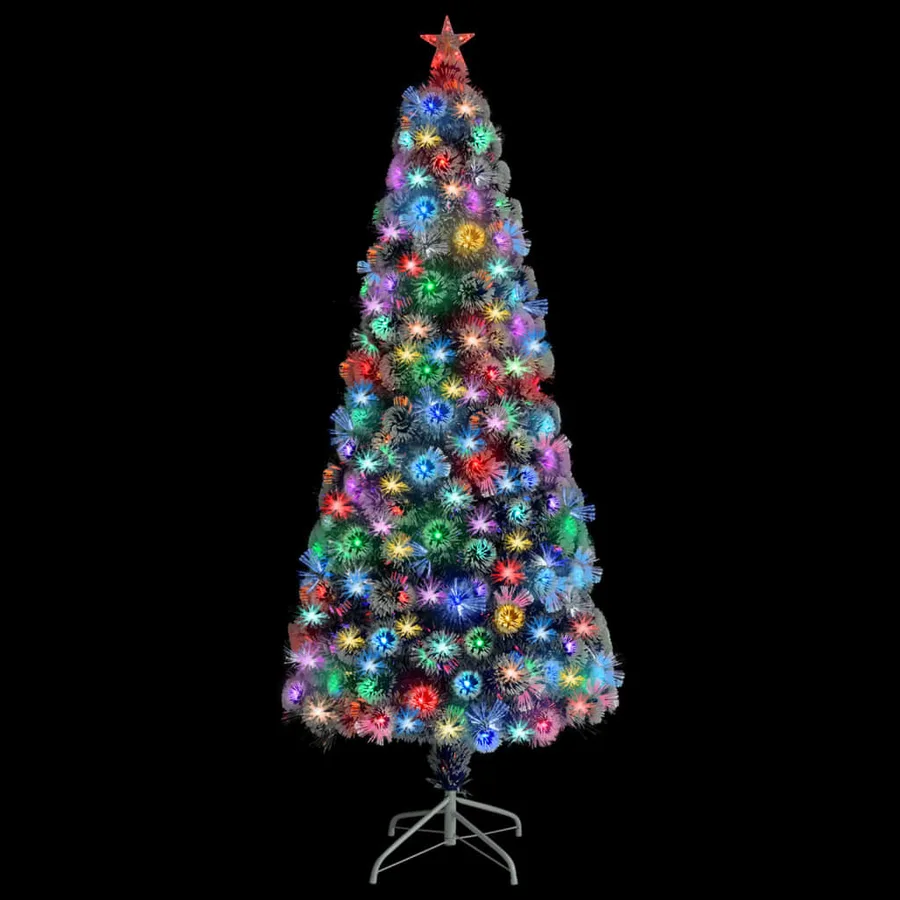 Arbre de Noël artificiel pré-éclairé blanc/bleu fibre optique - 2