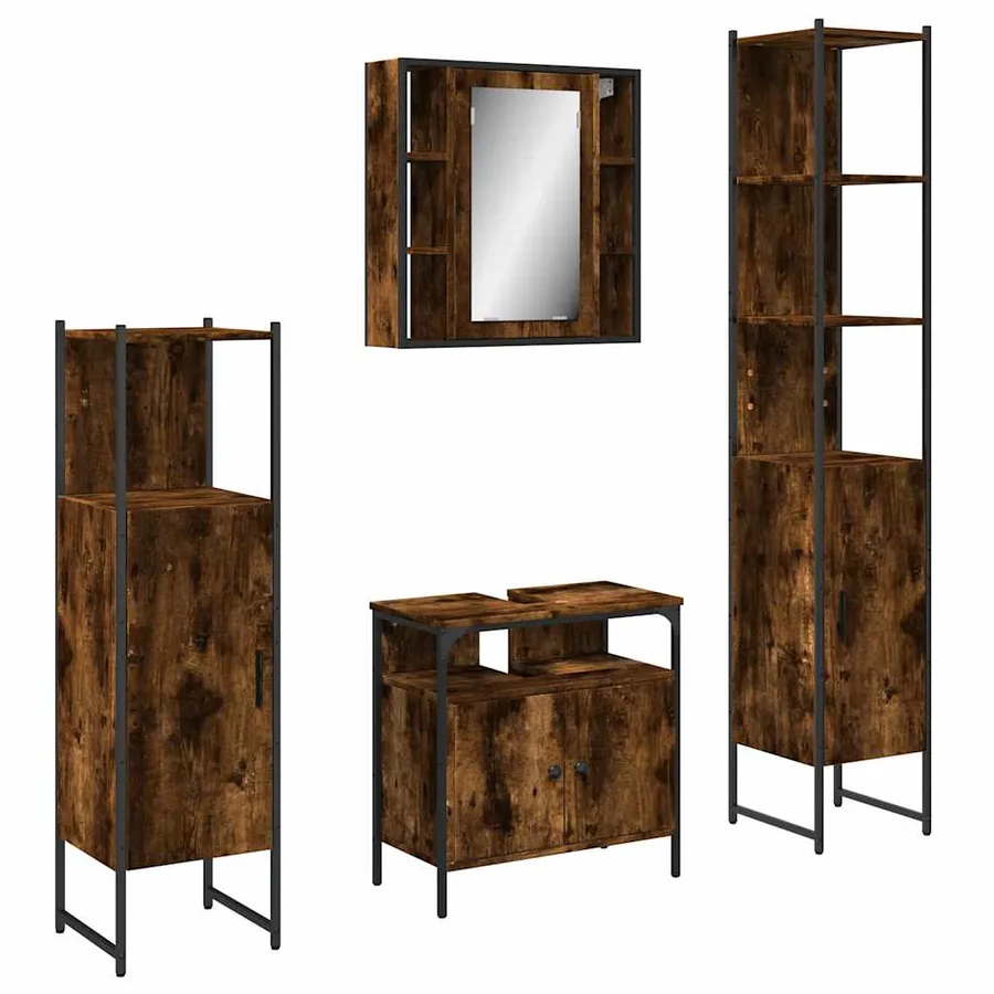 Ensemble d'armoires de salle de bain 4 pcs chêne fumé - 2