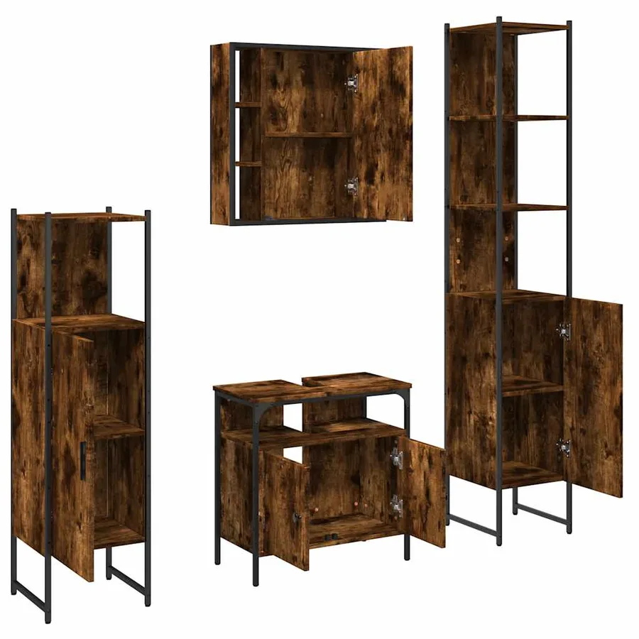 Ensemble d'armoires de salle de bain 4 pcs chêne fumé - 5