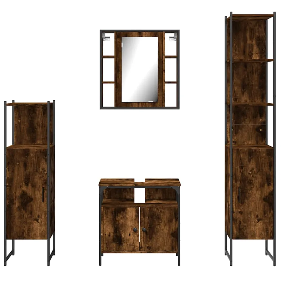 Ensemble d'armoires de salle de bain 4 pcs chêne fumé - 6