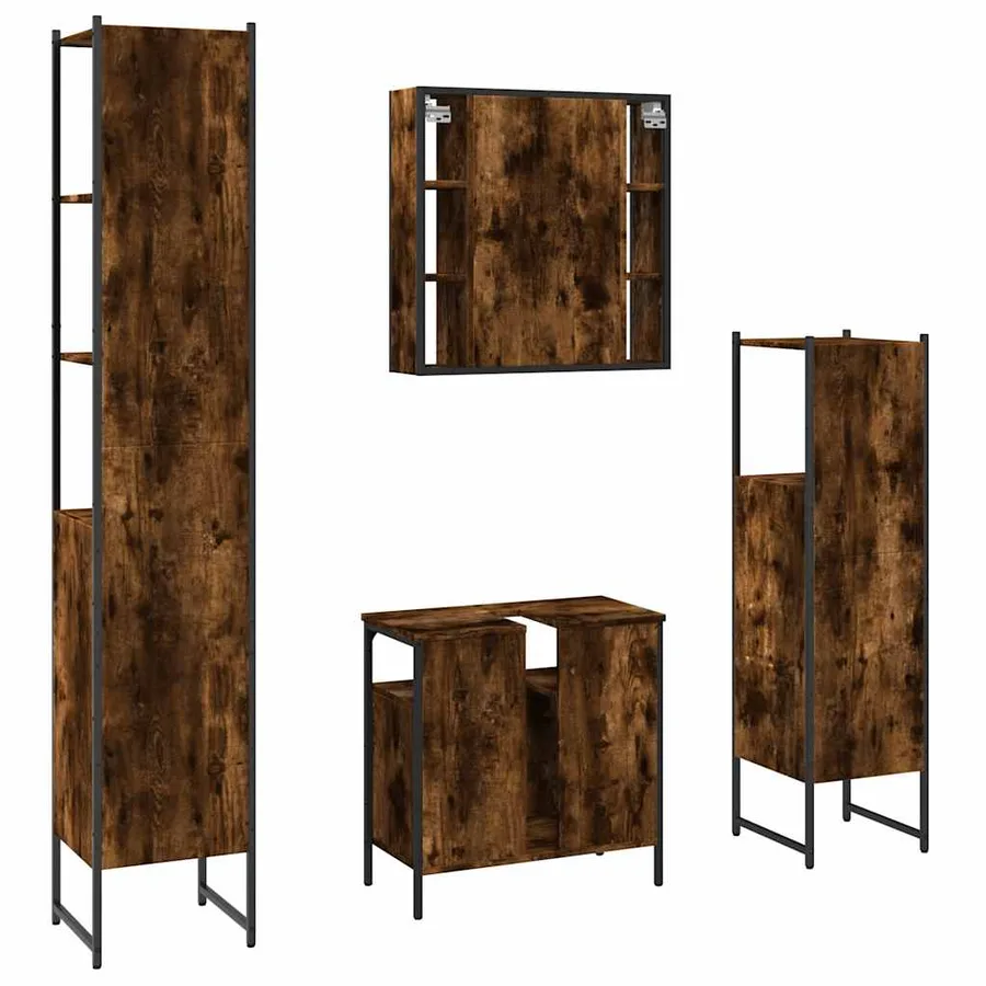 Ensemble d'armoires de salle de bain 4 pcs chêne fumé - 8