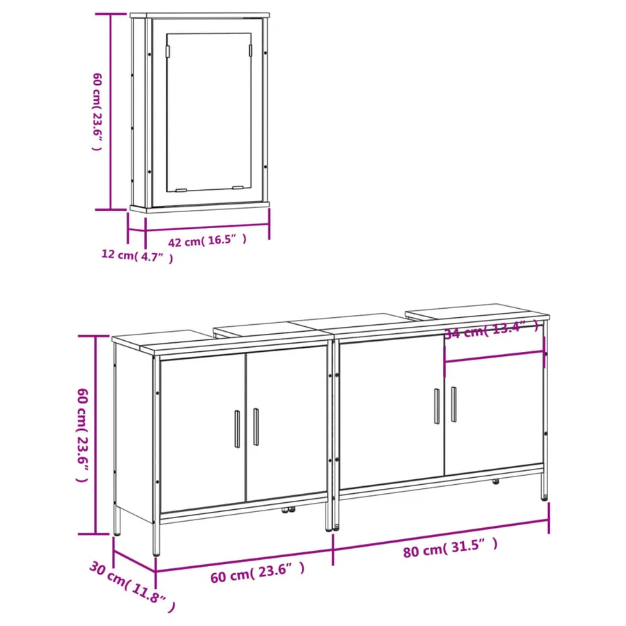 Ensemble de meubles de salle de bain 3 pcs Chêne fumé - 13