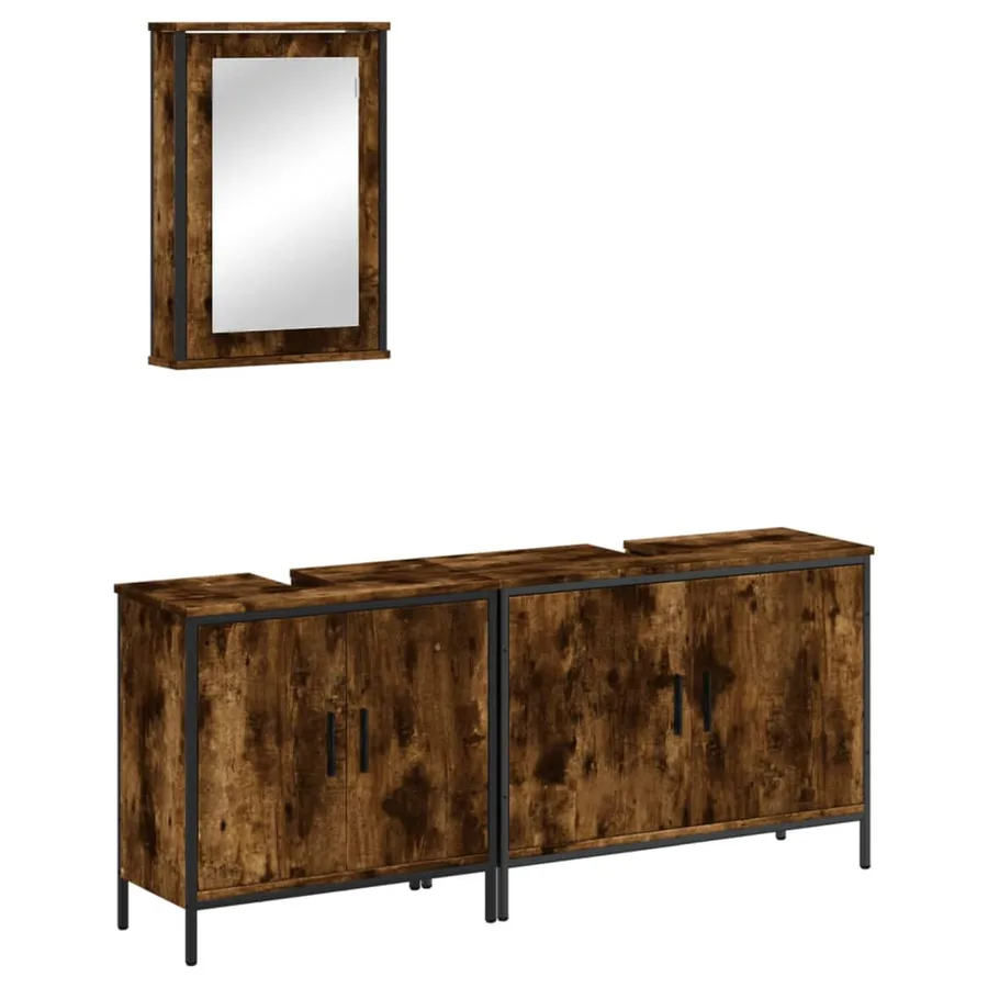 Ensemble de meubles de salle de bain 3 pcs Chêne fumé - 2