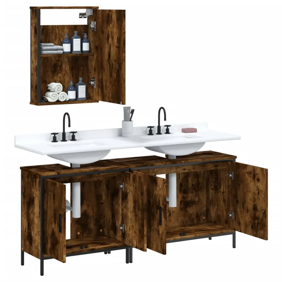 Ensemble de meubles de salle de bain 3 pcs Chêne fumé - 4