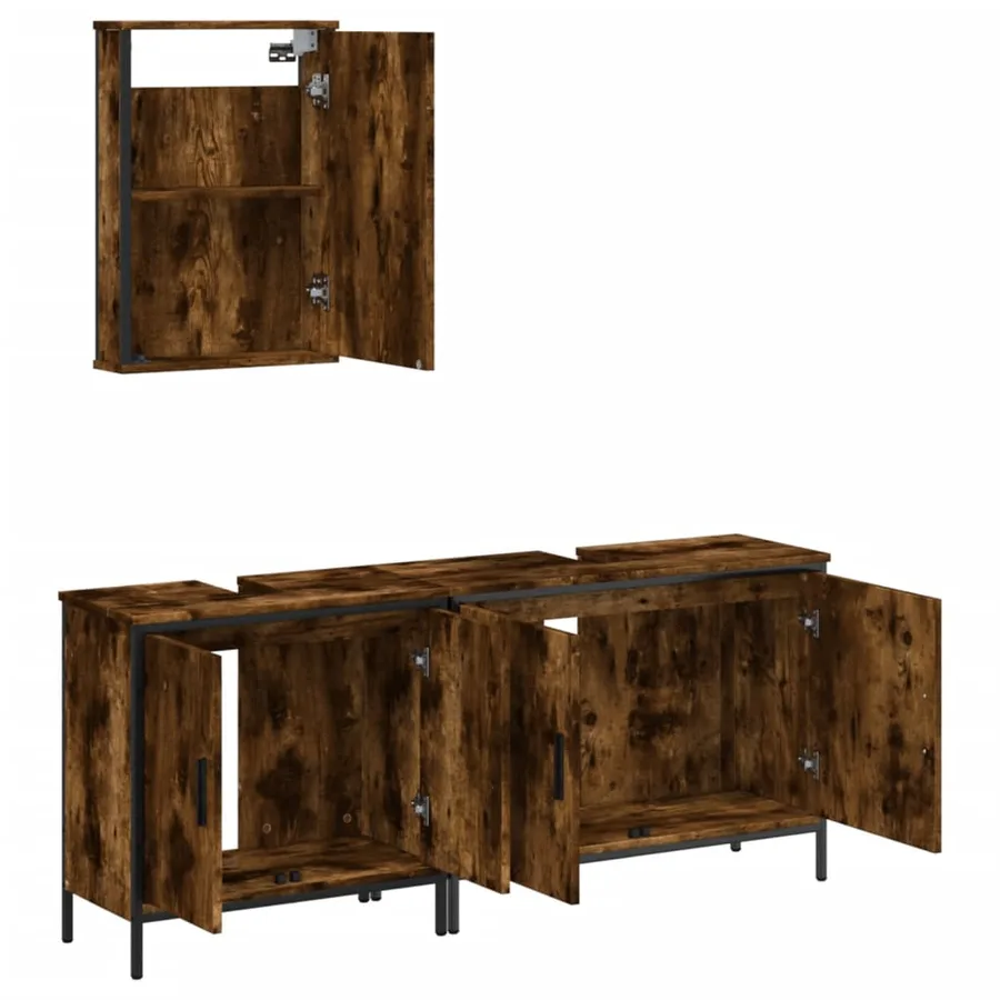 Ensemble de meubles de salle de bain 3 pcs Chêne fumé - 5