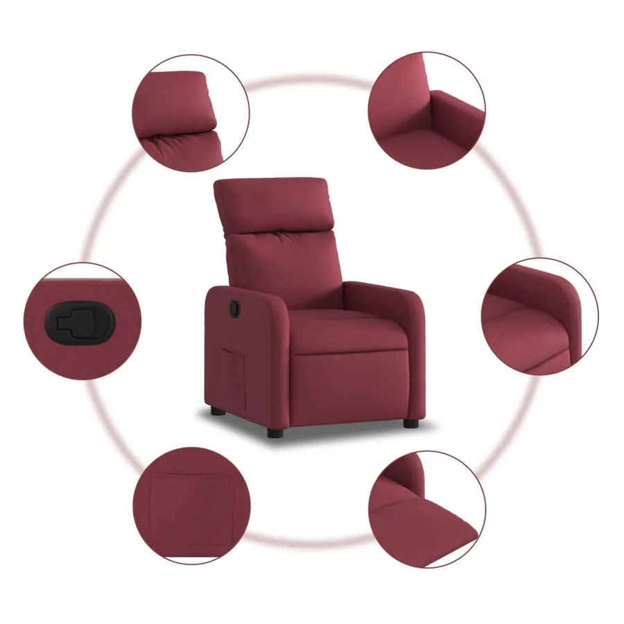 Fauteuil inclinable Rouge bordeaux Tissu - 5