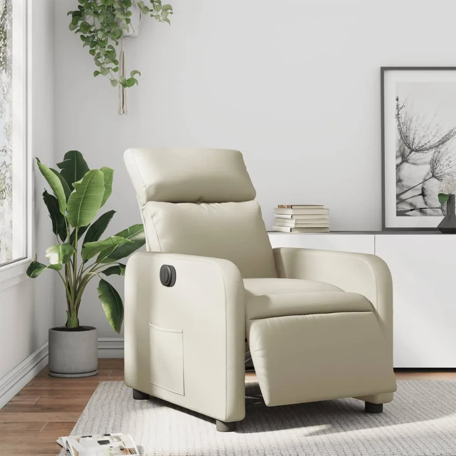 Fauteuil inclinable électrique Crème Similicuir - 15