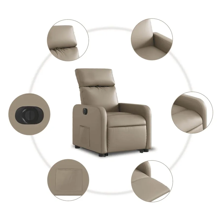 Fauteuil inclinable électrique cappuccino similicuir - 8