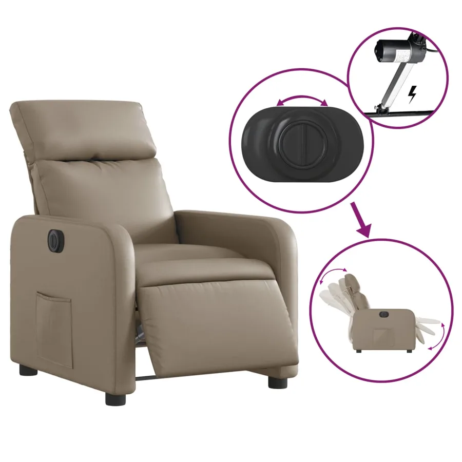 Fauteuil inclinable électrique Cappuccino Similicuir - 6