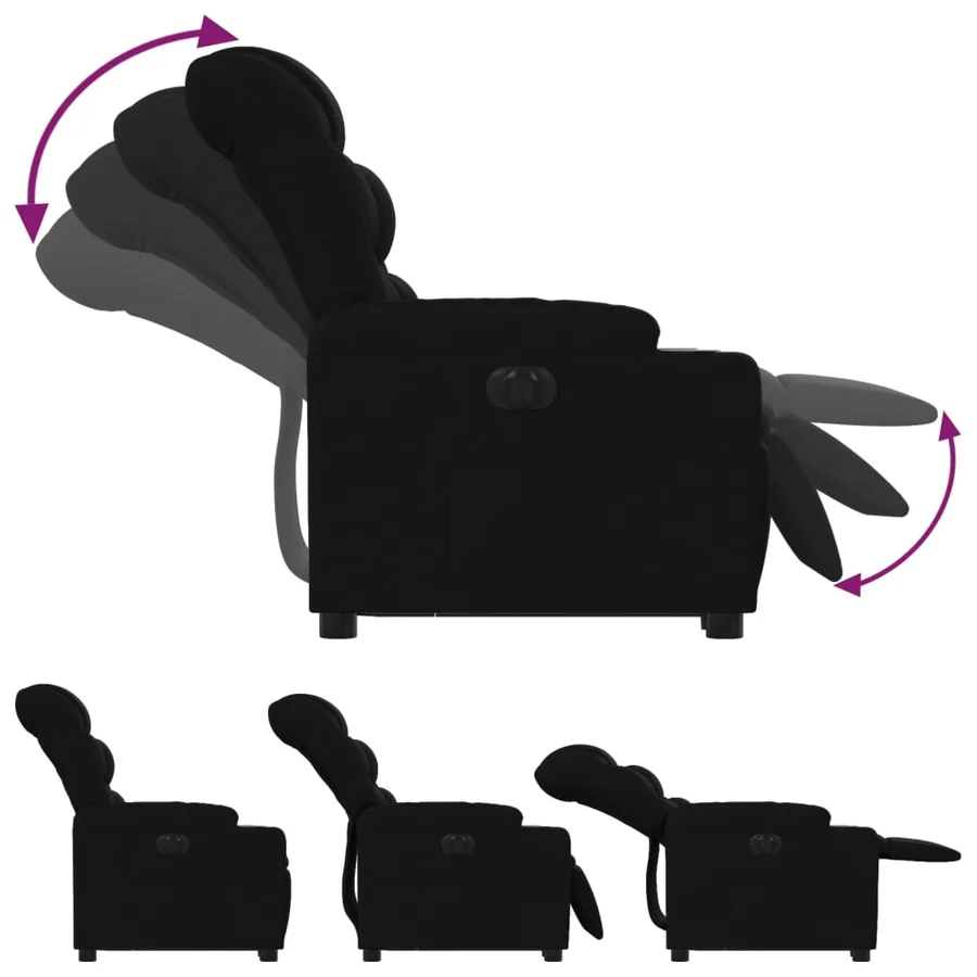 Fauteuil inclinable électrique noir tissu - 7