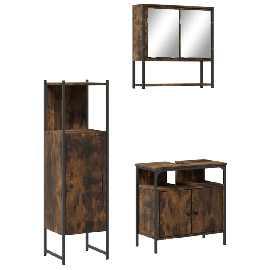 Ensemble de meubles de salle de bain 3 pcs Chêne fumé - 2