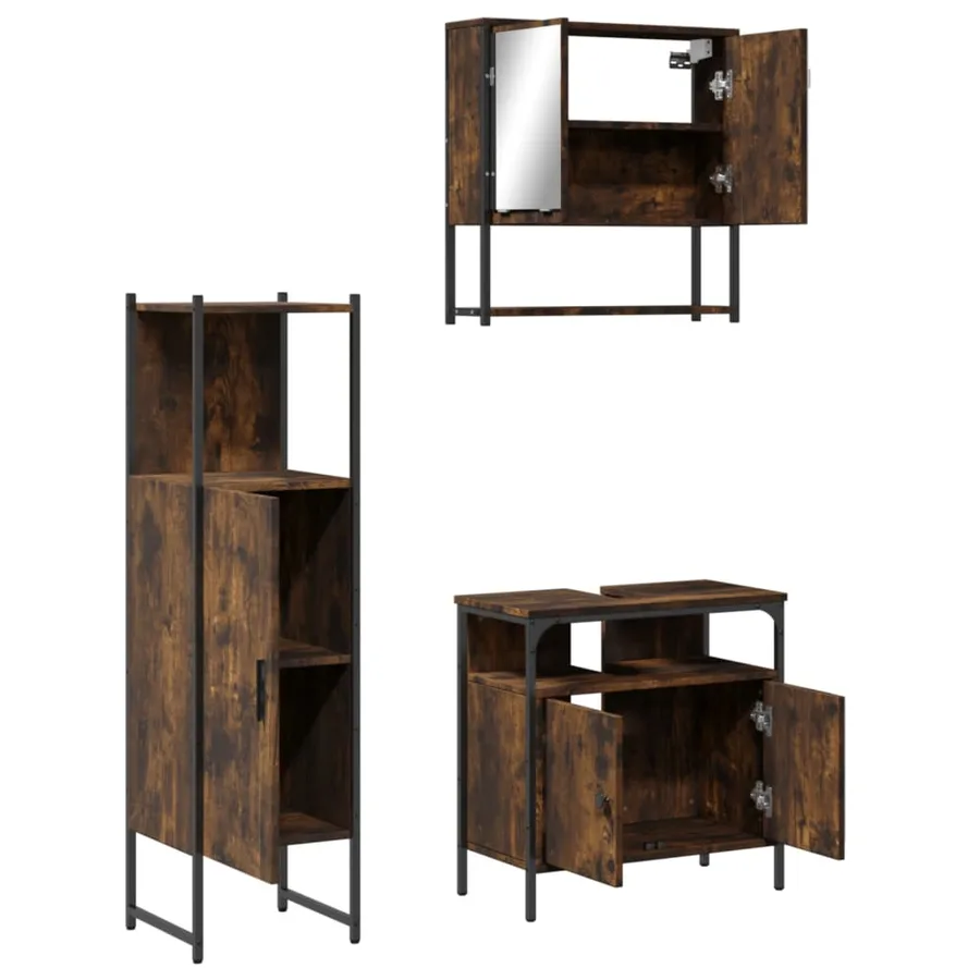 Ensemble de meubles de salle de bain 3 pcs Chêne fumé - 5