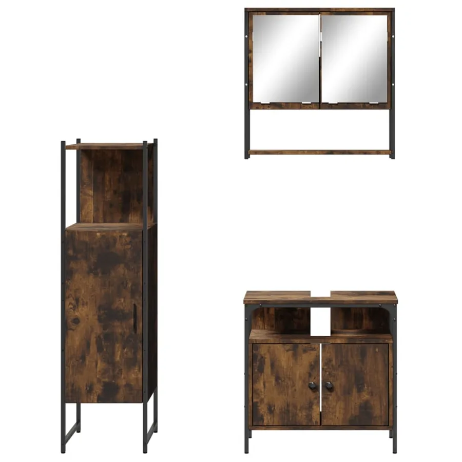 Ensemble de meubles de salle de bain 3 pcs Chêne fumé - 6