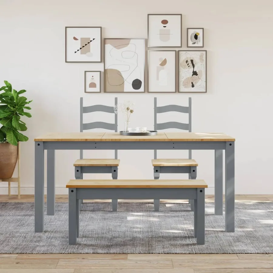 Table à manger PANAMA gris 160x80x75 cm bois massif de pin - 3