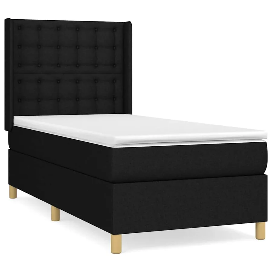 Sommier à lattes de lit et matelas Noir 80x200 cm Tissu - 2