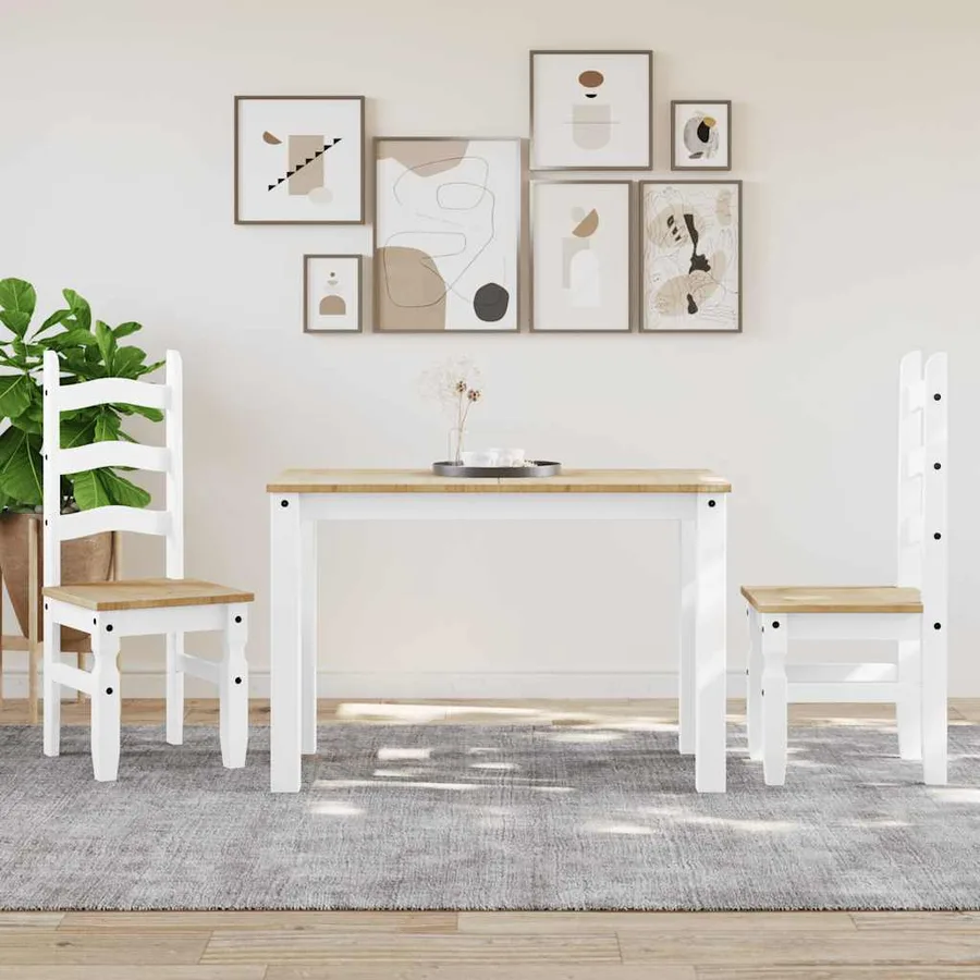 Table à manger PANAMA blanc 112x60x75 cm bois massif de pin - 3