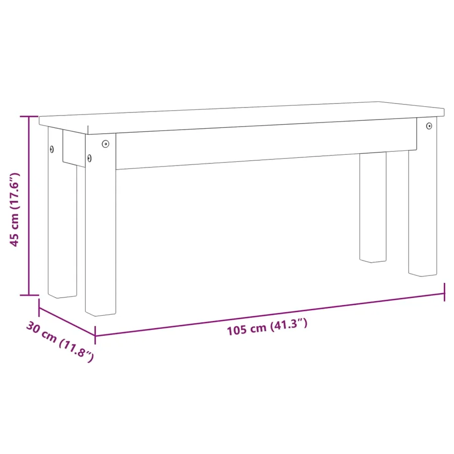Banc à manger PANAMA gris 105x30x45 cm bois massif de pin - 8