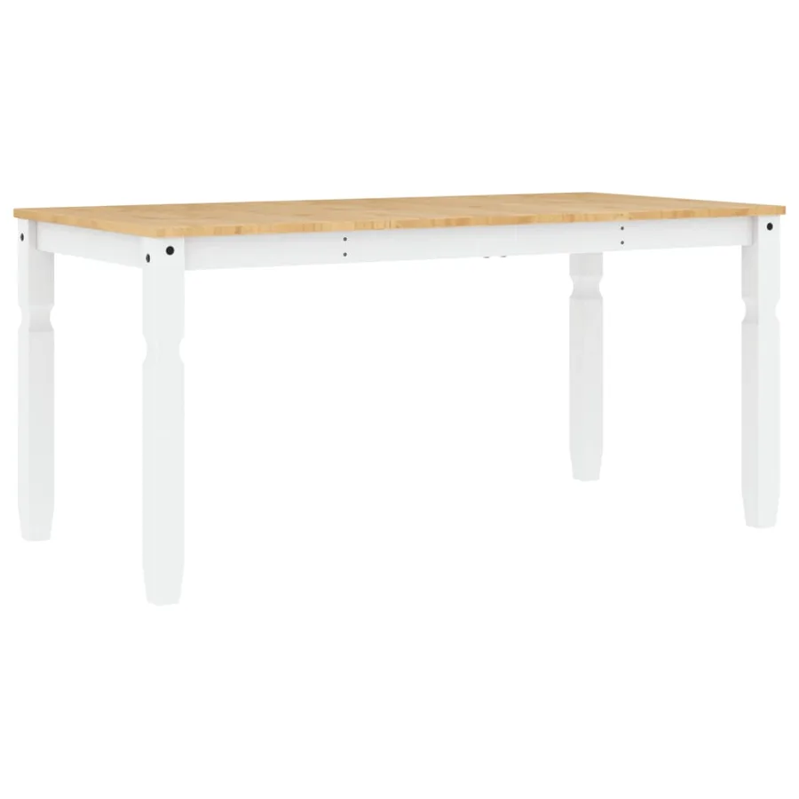 Table à manger Corona blanc 160x80x75 cm bois massif de pin - 2
